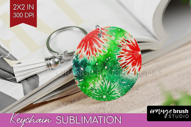 Christmas Tie Dye Keychain Sublimation, Glitter Keychain PNG Sublimation OrangeBrushStudio 