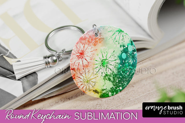 Christmas Tie Dye Keychain Sublimation, Glitter Keychain PNG Sublimation OrangeBrushStudio 