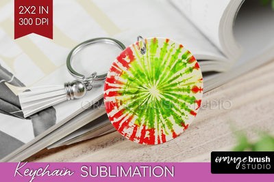 Christmas Tie Dye Keychain Sublimation, Glitter Keychain PNG Sublimation OrangeBrushStudio 