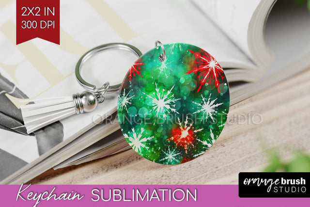 Christmas Tie Dye Keychain Sublimation, Glitter Keychain PNG Sublimation OrangeBrushStudio 