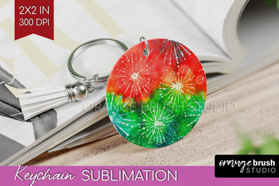Christmas Tie Dye Keychain Sublimation, Glitter Keychain PNG Sublimation OrangeBrushStudio 