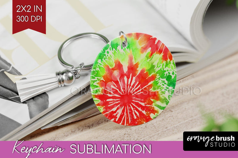 Christmas Tie Dye Keychain Sublimation, Glitter Keychain PNG Sublimation OrangeBrushStudio 