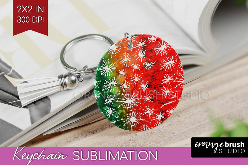 Christmas Tie Dye Keychain Sublimation, Glitter Keychain PNG Sublimation OrangeBrushStudio 