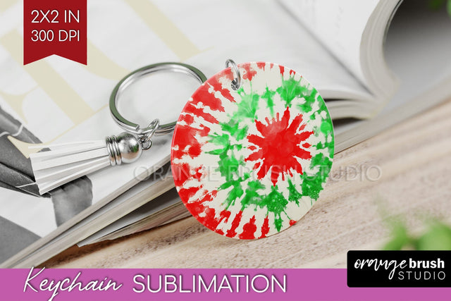 Christmas Tie Dye Keychain Sublimation, Glitter Keychain PNG Sublimation OrangeBrushStudio 