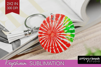 Christmas Tie Dye Keychain Sublimation, Glitter Keychain PNG Sublimation OrangeBrushStudio 
