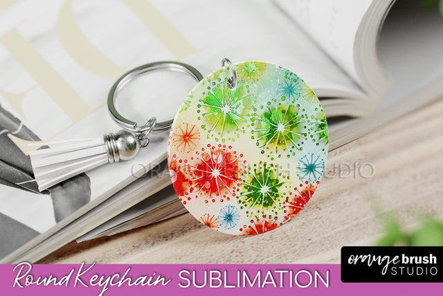 Christmas Tie Dye Keychain Sublimation, Glitter Keychain PNG Sublimation OrangeBrushStudio 