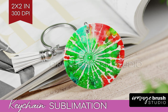 Christmas Tie Dye Keychain Sublimation, Glitter Keychain PNG Sublimation OrangeBrushStudio 
