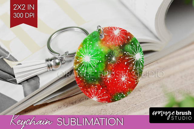 Christmas Tie Dye Keychain Sublimation, Glitter Keychain PNG Sublimation OrangeBrushStudio 