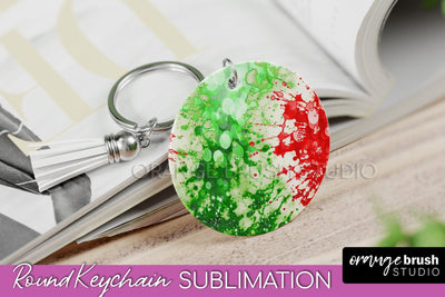 Christmas Tie Dye Keychain Sublimation, Glitter Keychain PNG Sublimation OrangeBrushStudio 