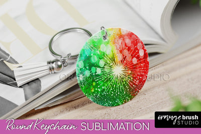 Christmas Tie Dye Keychain Sublimation, Glitter Keychain PNG Sublimation OrangeBrushStudio 