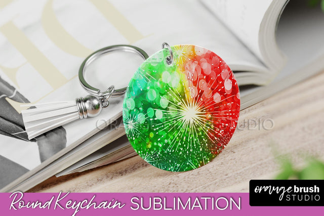 Christmas Tie Dye Keychain Sublimation, Glitter Keychain PNG Sublimation OrangeBrushStudio 