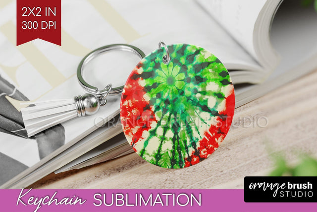 Christmas Tie Dye Keychain Sublimation, Glitter Keychain PNG Sublimation OrangeBrushStudio 