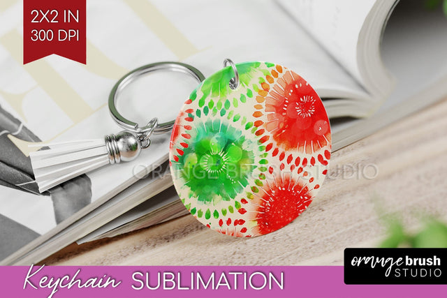Christmas Tie Dye Keychain Sublimation, Glitter Keychain PNG Sublimation OrangeBrushStudio 