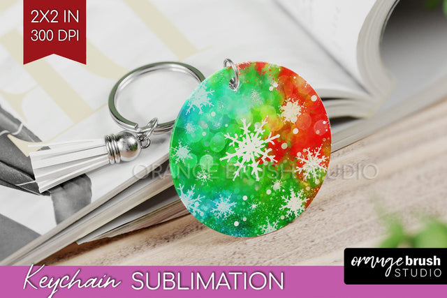Christmas Tie Dye Keychain Sublimation, Glitter Keychain PNG Sublimation OrangeBrushStudio 