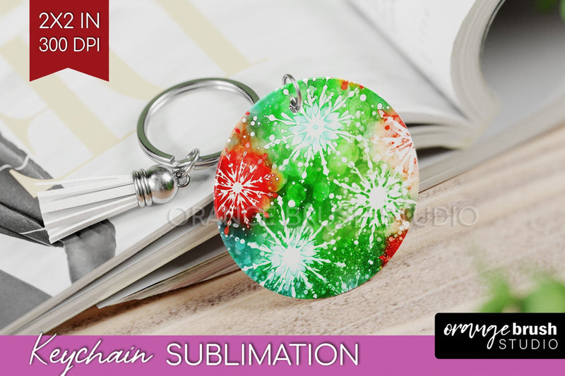 Christmas Tie Dye Keychain Sublimation, Glitter Keychain PNG Sublimation OrangeBrushStudio 