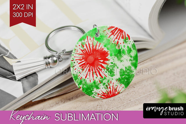 Christmas Tie Dye Keychain Sublimation, Glitter Keychain PNG Sublimation OrangeBrushStudio 