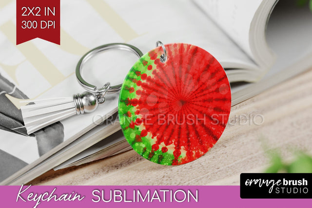 Christmas Tie Dye Keychain Sublimation, Glitter Keychain PNG Sublimation OrangeBrushStudio 