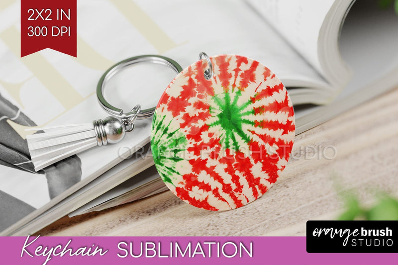 Christmas Tie Dye Keychain Sublimation, Glitter Keychain PNG Sublimation OrangeBrushStudio 