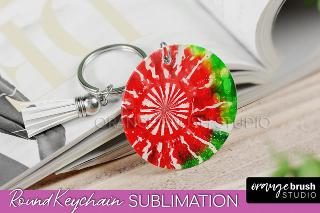 Christmas Tie Dye Keychain Sublimation, Glitter Keychain PNG Sublimation OrangeBrushStudio 