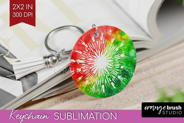 Christmas Tie Dye Keychain Sublimation, Glitter Keychain PNG Sublimation OrangeBrushStudio 