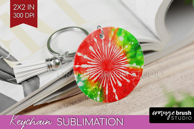 Christmas Tie Dye Keychain Sublimation, Glitter Keychain PNG Sublimation OrangeBrushStudio 