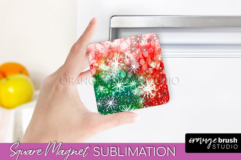 Christmas Tie Dye Magnet Sublimation, Glitter Magnet PNG Sublimation OrangeBrushStudio 
