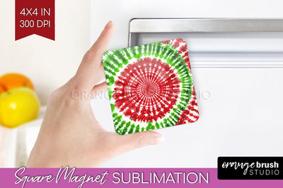 Christmas Tie Dye Magnet Sublimation, Glitter Magnet PNG Sublimation OrangeBrushStudio 