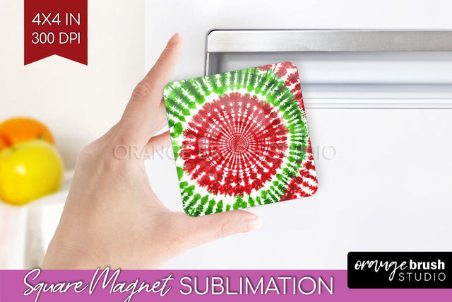 Christmas Tie Dye Magnet Sublimation, Glitter Magnet PNG Sublimation OrangeBrushStudio 