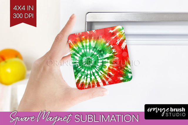 Christmas Tie Dye Magnet Sublimation, Glitter Magnet PNG Sublimation OrangeBrushStudio 