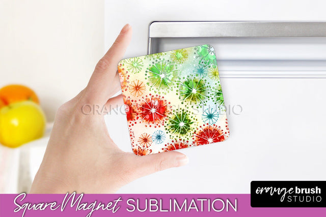 Christmas Tie Dye Magnet Sublimation, Glitter Magnet PNG Sublimation OrangeBrushStudio 