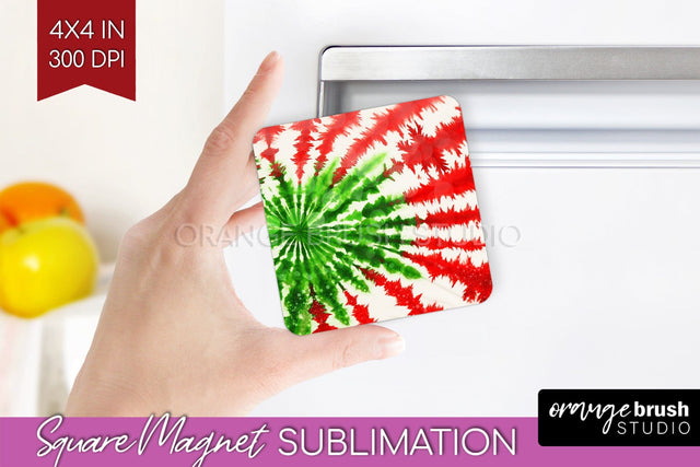 Christmas Tie Dye Magnet Sublimation, Glitter Magnet PNG Sublimation OrangeBrushStudio 