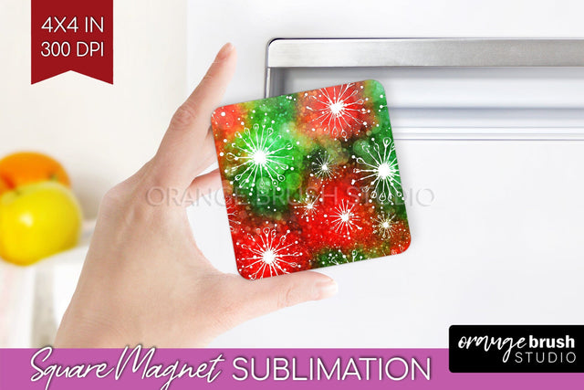 Christmas Tie Dye Magnet Sublimation, Glitter Magnet PNG Sublimation OrangeBrushStudio 