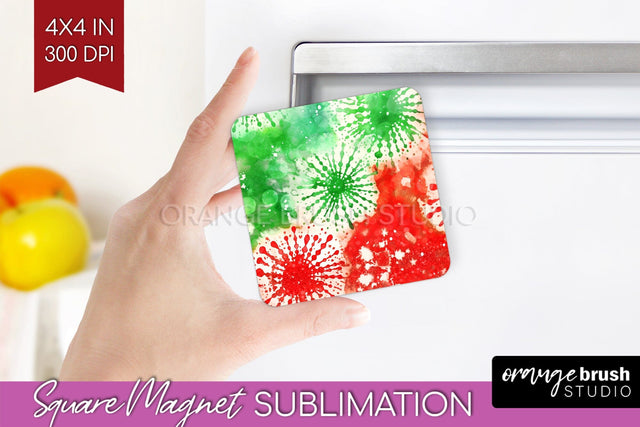 Christmas Tie Dye Magnet Sublimation, Glitter Magnet PNG Sublimation OrangeBrushStudio 