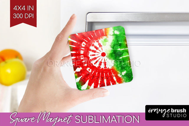 Christmas Tie Dye Magnet Sublimation, Glitter Magnet PNG Sublimation OrangeBrushStudio 