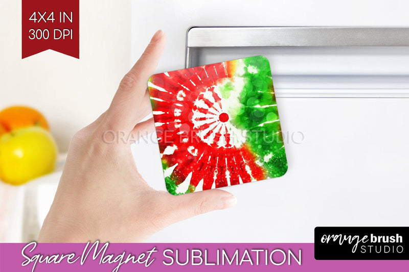 Christmas Tie Dye Magnet Sublimation, Glitter Magnet PNG Sublimation OrangeBrushStudio 