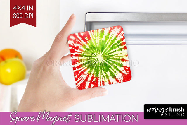 Christmas Tie Dye Magnet Sublimation, Glitter Magnet PNG Sublimation OrangeBrushStudio 