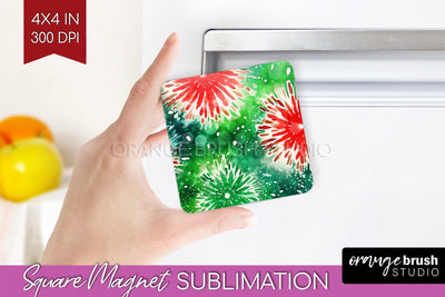 Christmas Tie Dye Magnet Sublimation, Glitter Magnet PNG Sublimation OrangeBrushStudio 