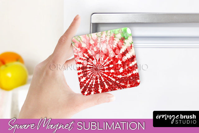 Christmas Tie Dye Magnet Sublimation, Glitter Magnet PNG Sublimation OrangeBrushStudio 