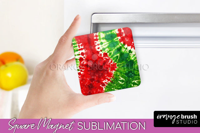 Christmas Tie Dye Magnet Sublimation, Glitter Magnet PNG Sublimation OrangeBrushStudio 