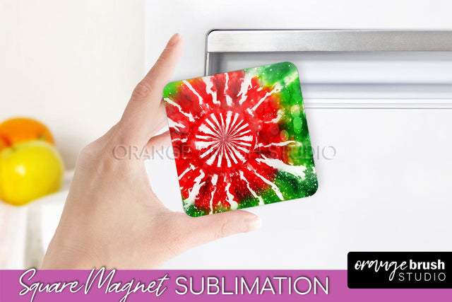 Christmas Tie Dye Magnet Sublimation, Glitter Magnet PNG Sublimation OrangeBrushStudio 