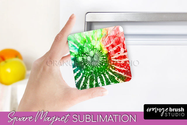 Christmas Tie Dye Magnet Sublimation, Glitter Magnet PNG Sublimation OrangeBrushStudio 
