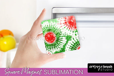 Christmas Tie Dye Magnet Sublimation, Glitter Magnet PNG Sublimation OrangeBrushStudio 
