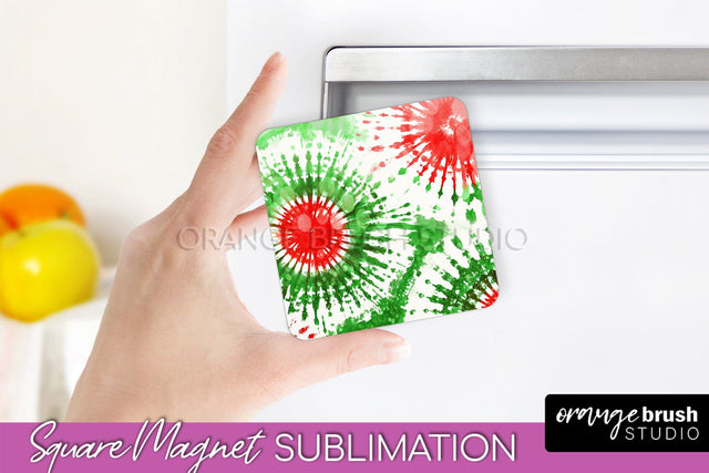 Christmas Tie Dye Magnet Sublimation, Glitter Magnet PNG Sublimation OrangeBrushStudio 