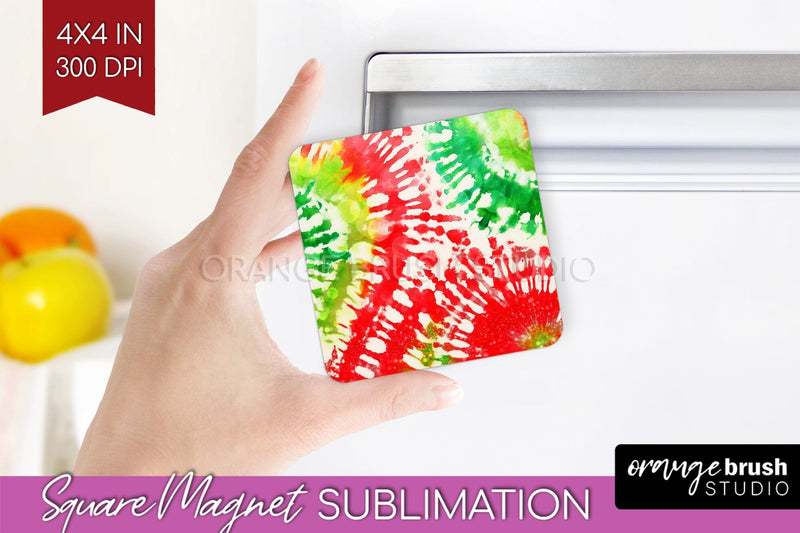 Christmas Tie Dye Magnet Sublimation, Glitter Magnet PNG Sublimation OrangeBrushStudio 