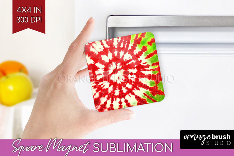 Christmas Tie Dye Magnet Sublimation, Glitter Magnet PNG Sublimation OrangeBrushStudio 