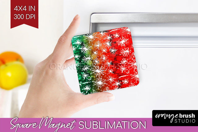 Christmas Tie Dye Magnet Sublimation, Glitter Magnet PNG Sublimation OrangeBrushStudio 