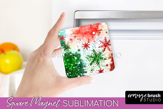 Christmas Tie Dye Magnet Sublimation, Glitter Magnet PNG Sublimation OrangeBrushStudio 