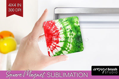 Christmas Tie Dye Magnet Sublimation, Glitter Magnet PNG Sublimation OrangeBrushStudio 