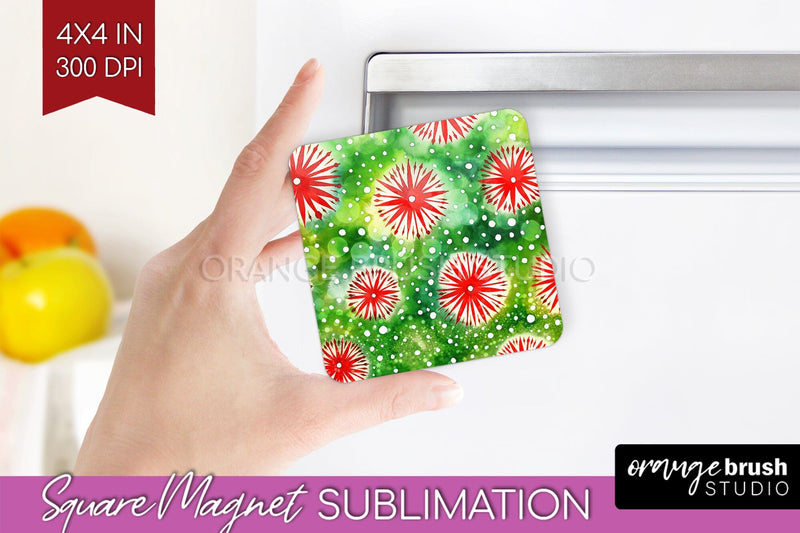 Christmas Tie Dye Magnet Sublimation, Glitter Magnet PNG Sublimation OrangeBrushStudio 