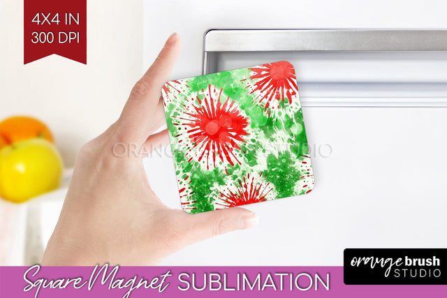 Christmas Tie Dye Magnet Sublimation, Glitter Magnet PNG Sublimation OrangeBrushStudio 
